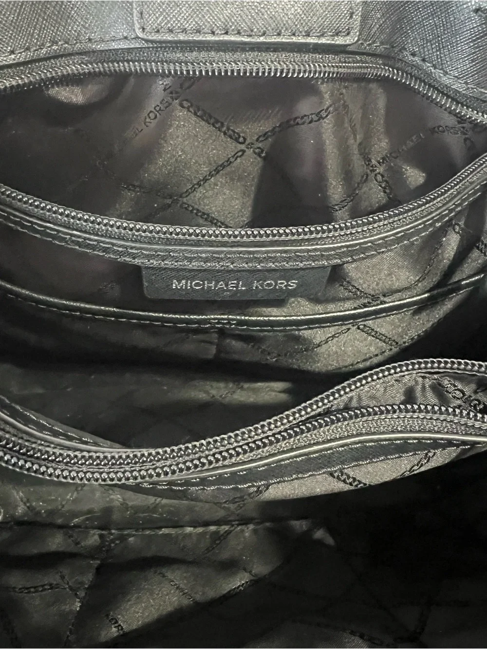 Michael Kors Black Quilted Interior Zip Tote